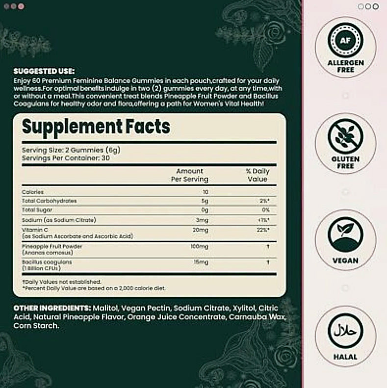 Pineapple Feminine Balance Gummies